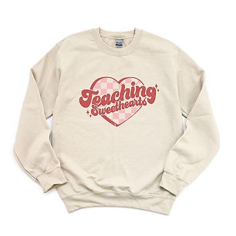 Teaching Sweethearts Checkered Hearts Sweatshirt