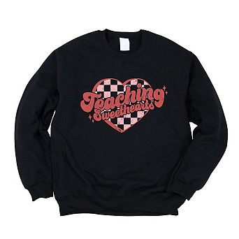 Teaching Sweethearts Checkered Hearts Sweatshirt