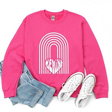 Rainbow Be Mine Heart Distressed Sweatshirt