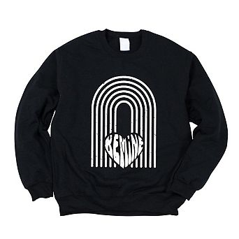 Rainbow Be Mine Heart Distressed Sweatshirt