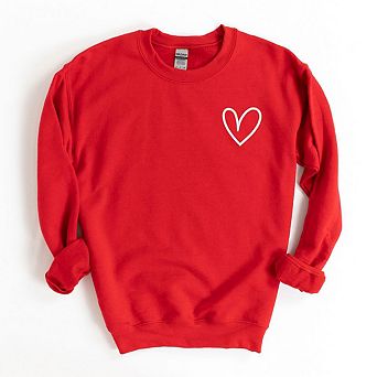 Embroidered Hand Drawn Heart Sweatshirt