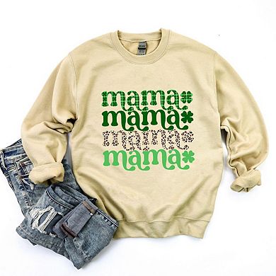 Lucky Mama Plaid and Leopard Stacked Sweatshirt