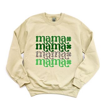 Lucky Mama Plaid and Leopard Stacked Sweatshirt