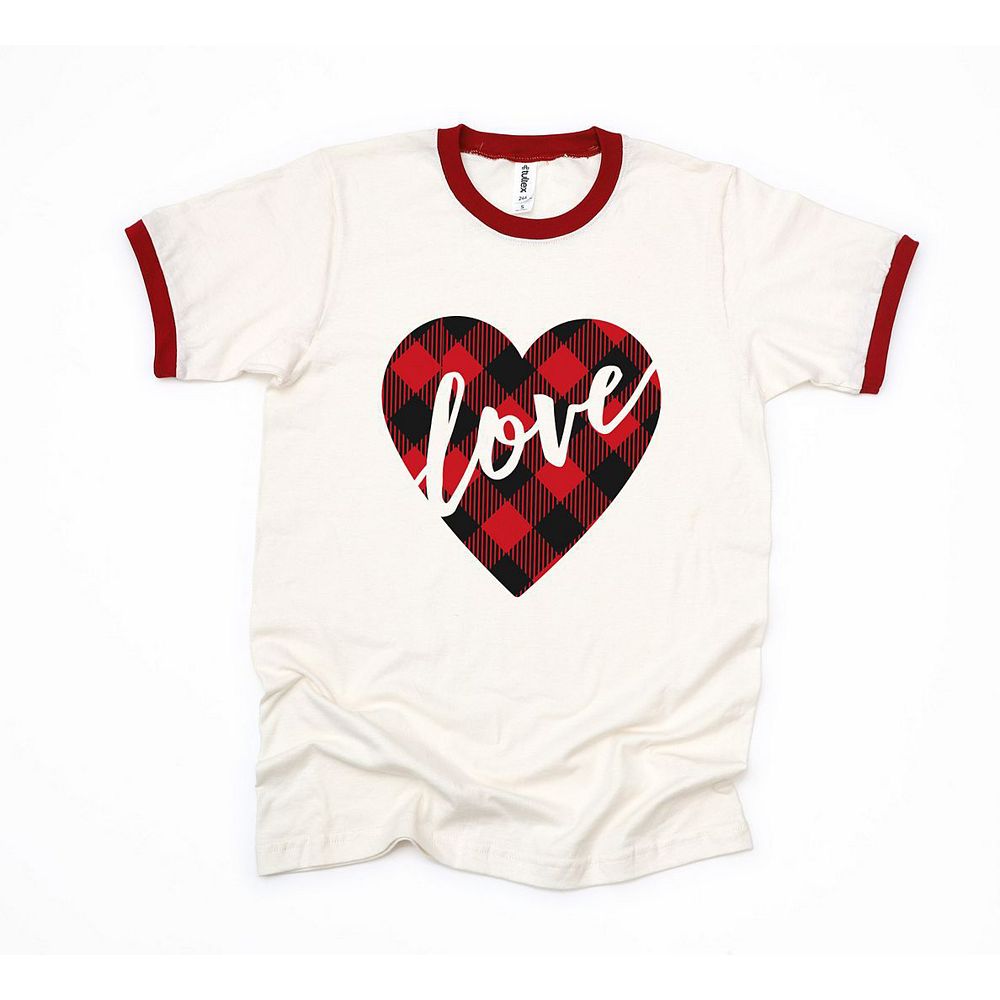 Buffalo Plaid Love Heart Ringer Tee