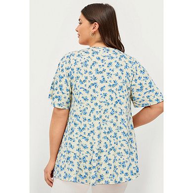 Ellos Plus Size V-Neck Front Pleat Tunic