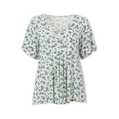 Ellos Plus Size V-Neck Front Pleat Tunic