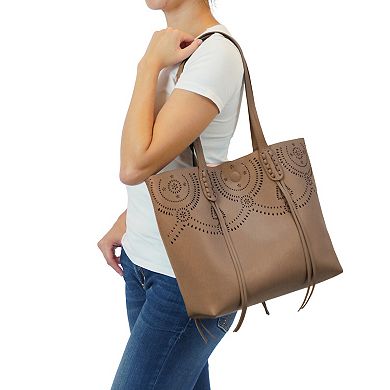 Mellow World Camille Laser Cut Faux Leather Tote Bag