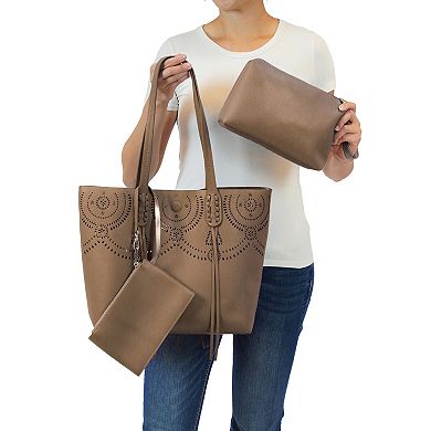 Mellow World Camille Laser Cut Faux Leather Tote Bag