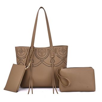 Mellow World Camille Laser Cut Faux Leather Tote Bag
