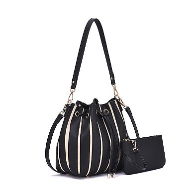 Mellow World Marla Two-Toned Bucket Bag with Zipper Pouch