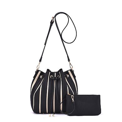 Mellow World Marla Two-Toned Bucket Bag with Zipper Pouch