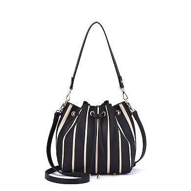 Mellow World Marla Two-Toned Bucket Bag with Zipper Pouch