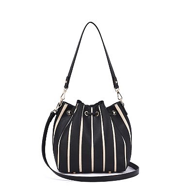 Mellow World Marla Two-Toned Bucket Bag with Zipper Pouch
