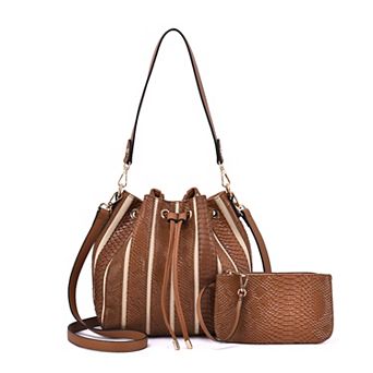 Mellow World Marla Two-Toned Bucket Bag with Zipper Pouch