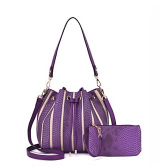 Mellow World Marla Two-Toned Bucket Bag with Zipper Pouch
