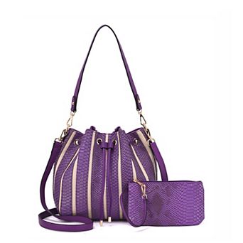 Mellow World Marla Two-Toned Bucket Bag with Zipper Pouch