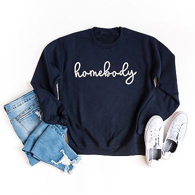Embroidered Homebody Cursive - Women's Graphic Sweatshirt
