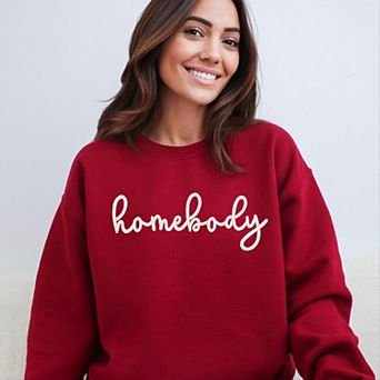 Embroidered Homebody Cursive - Women's Graphic Sweatshirt