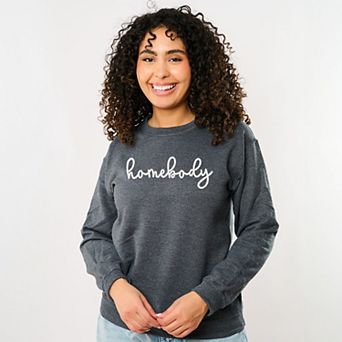 Embroidered Homebody Cursive - Women's Graphic Sweatshirt