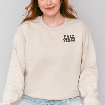Embroidered Fall Vibes Retro - Women's Graphic Sweatshirt