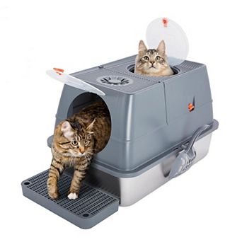 180° Flip Lid Stainless Steel Cat Litter Box