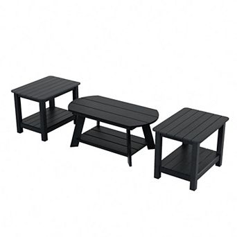 Westintrends 3 pc Hips Outdoor Adirondack Coffee Table And Side Table Set