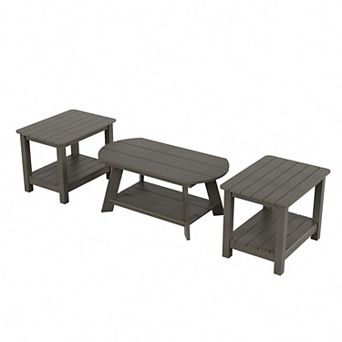 Westintrends 3 pc Hips Outdoor Adirondack Coffee Table And Side Table Set