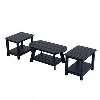 Westintrends 3 pc Hips Outdoor Adirondack Coffee Table And Side Table Set