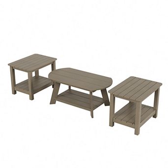 Westintrends 3 pc Hips Outdoor Adirondack Coffee Table And Side Table Set