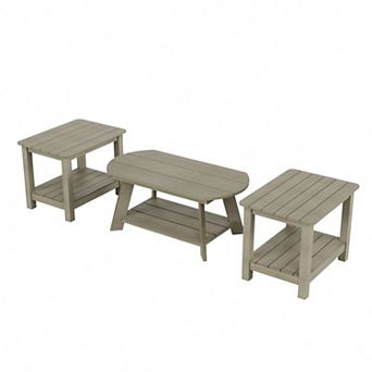 Westintrends 3 pc Hips Outdoor Adirondack Coffee Table And Side Table Set