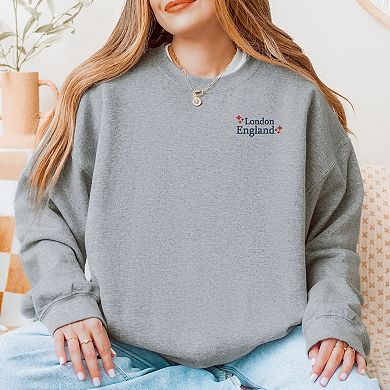 Simply Sage Market Embroidered London England Stars Sweatshirt