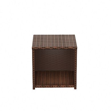 Westintrends 2-piece Outdoor Resin Wicker Cube Ottoman With Square Side Table