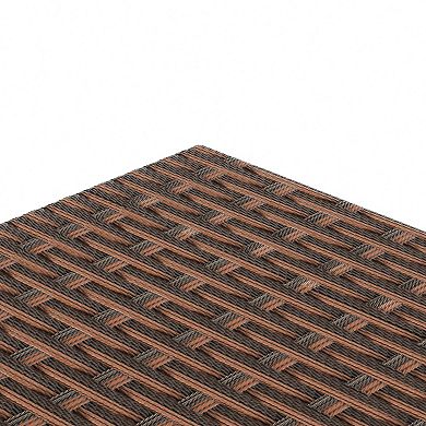 Westintrends 2-piece Outdoor Resin Wicker Cube Ottoman With Square Side Table