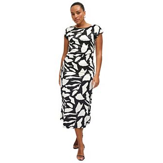 ellos Plus Size Ruched A-Line Knit Midi Dress