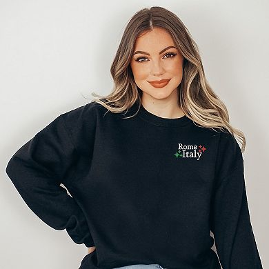 Simply Sage Market Embroidered Rome Italy Stars Sweatshirt