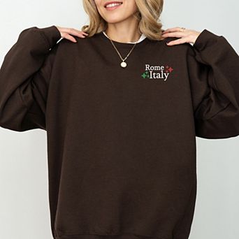 Simply Sage Market Embroidered Rome Italy Stars Sweatshirt