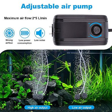 Aquarium Air Pump With Dual Outlet For Seafood Ponds Fish Tanks
