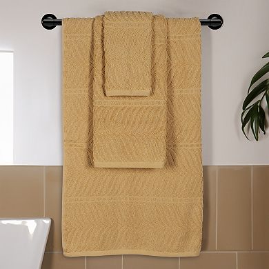 SUPERIOR 3-Piece Zero Twist Cotton Chevron Absorbent Solid Towel Set
