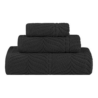 SUPERIOR 3 pc Zero Twist Cotton Chevron Absorbent Solid Towel Set