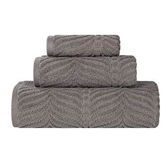 SUPERIOR 3 pc Zero Twist Cotton Chevron Absorbent Solid Towel Set