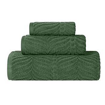 SUPERIOR 3 pc Zero Twist Cotton Chevron & Solid Absorbent Towel Set