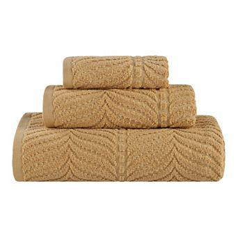 SUPERIOR 3 pc Zero Twist Cotton Chevron Absorbent Solid Towel Set