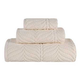 SUPERIOR 3 pc Zero Twist Cotton Chevron Absorbent Solid Towel Set