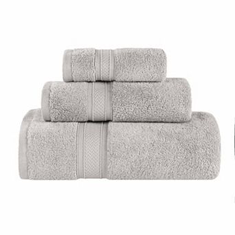 SUPERIOR 3 pc Zero Twist Cotton Chevron Absorbent Solid Towel Set