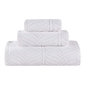 SUPERIOR 3 pc Zero Twist Cotton Chevron Absorbent Solid Towel Set