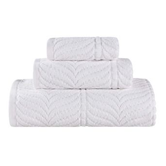 SUPERIOR 3 pc Zero Twist Cotton Chevron Absorbent Solid Towel Set