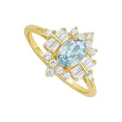 PRIMROSE Sterling Silver Oval & Cubic Zirconia Cluster Ring