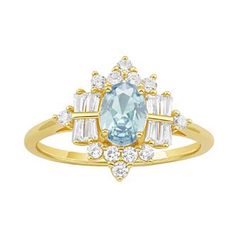 PRIMROSE Sterling Silver Oval & Cubic Zirconia Cluster Ring
