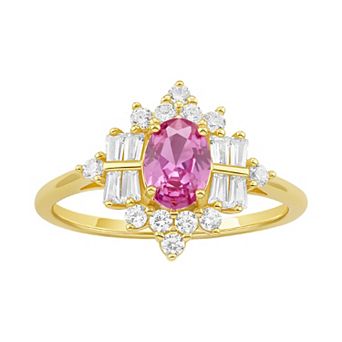 PRIMROSE Sterling Silver Oval & Cubic Zirconia Cluster Ring