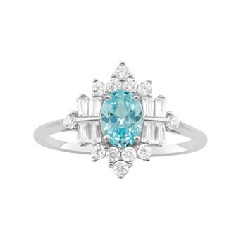 PRIMROSE Sterling Silver Oval & Cubic Zirconia Cluster Ring